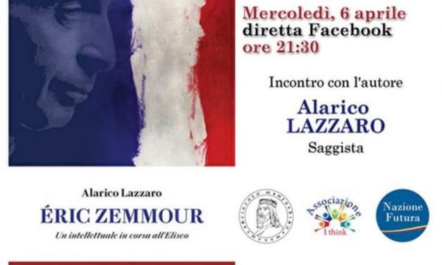 Sulla pagina Facebook del Circolo Manfredi la presentazione del libro Éric Zemmour di Alarico Lazzaro