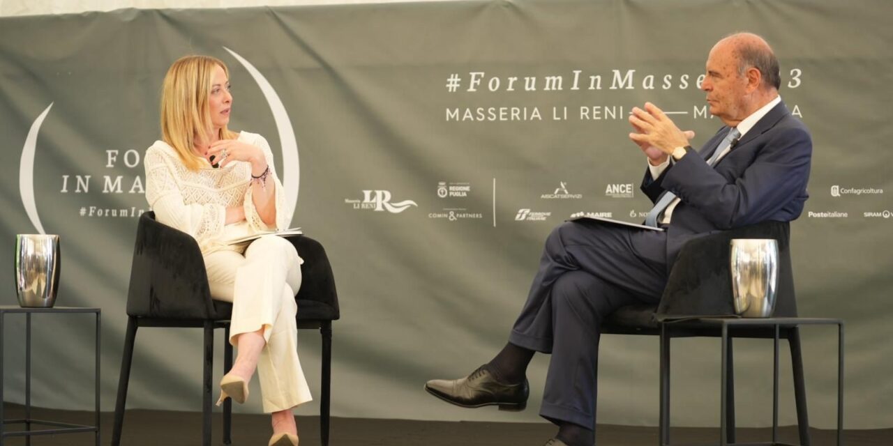 Giorgia Meloni al ‘Forum in Masseria’ da Bruno Vespa: ‘Taglio del cuneo dipende dalle entrate’